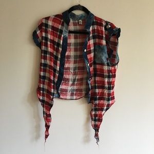 Red, Blue & White Plaid Top